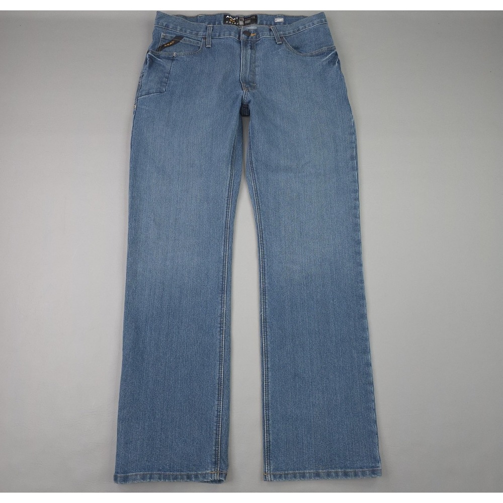 Ariat Rebar M4 Jeans Mens 36x34 Blue Relaxed Boot Cut Stretch Denim Workwear